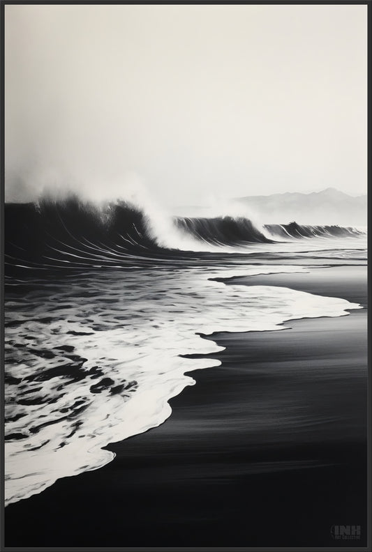 Black & White Ocean Waves Canvas Wall Art