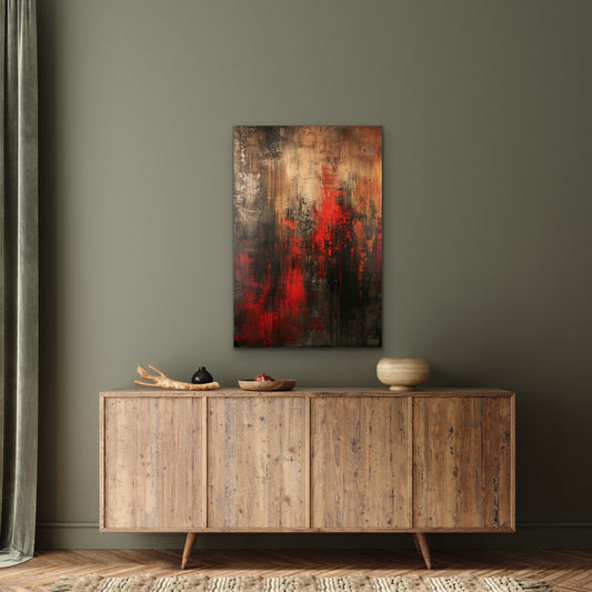 Molten Red Abstract Canvas Wall Art