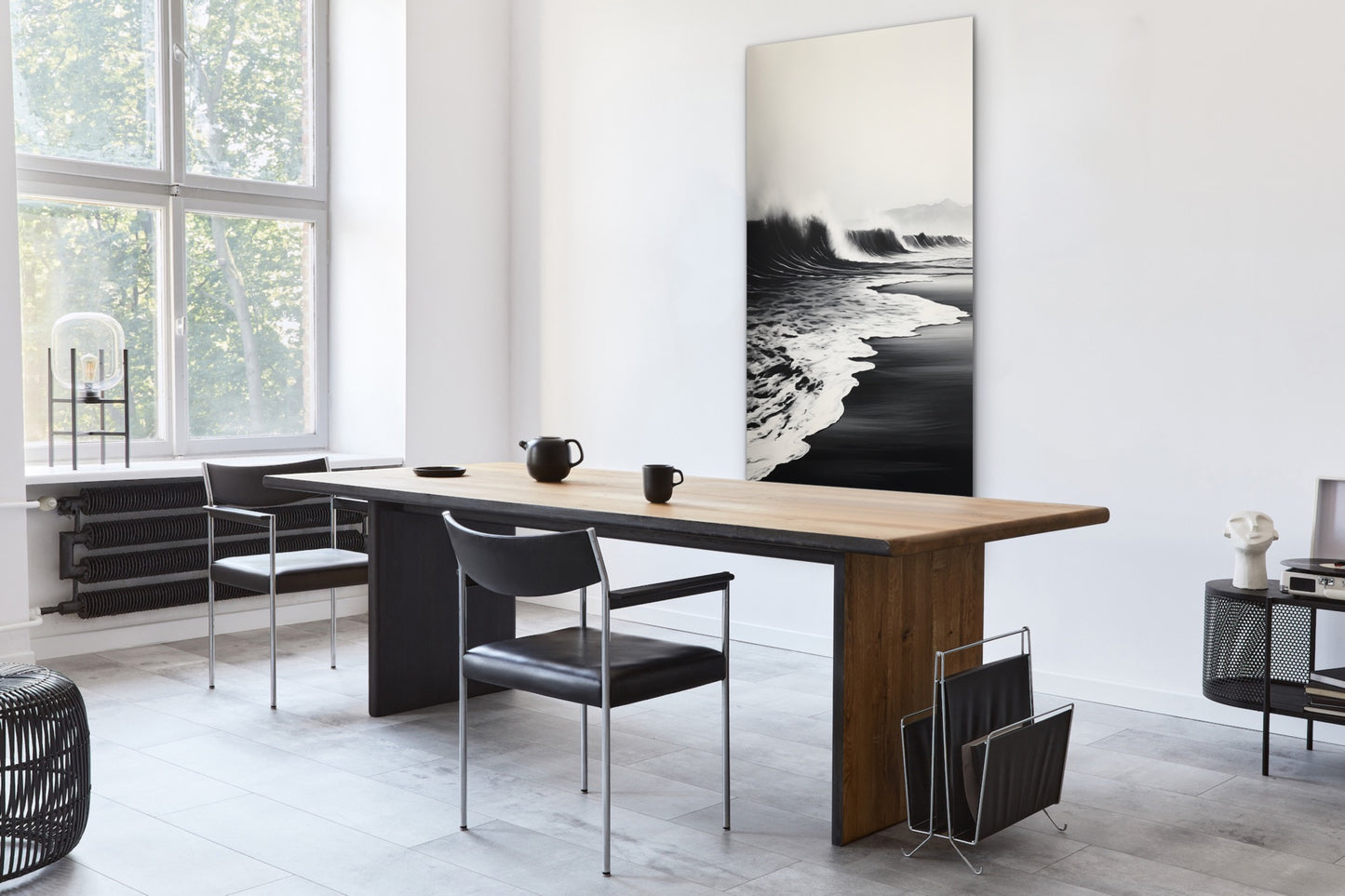 Black & White Ocean Waves Canvas Wall Art