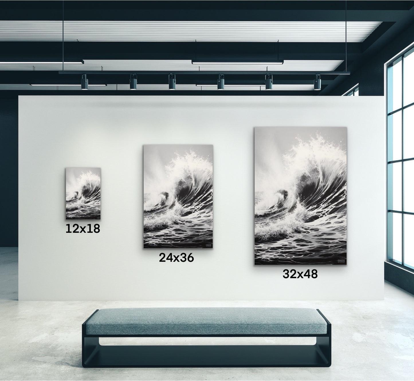 Black & White Ocean Wave Crash Canvas Wall Art