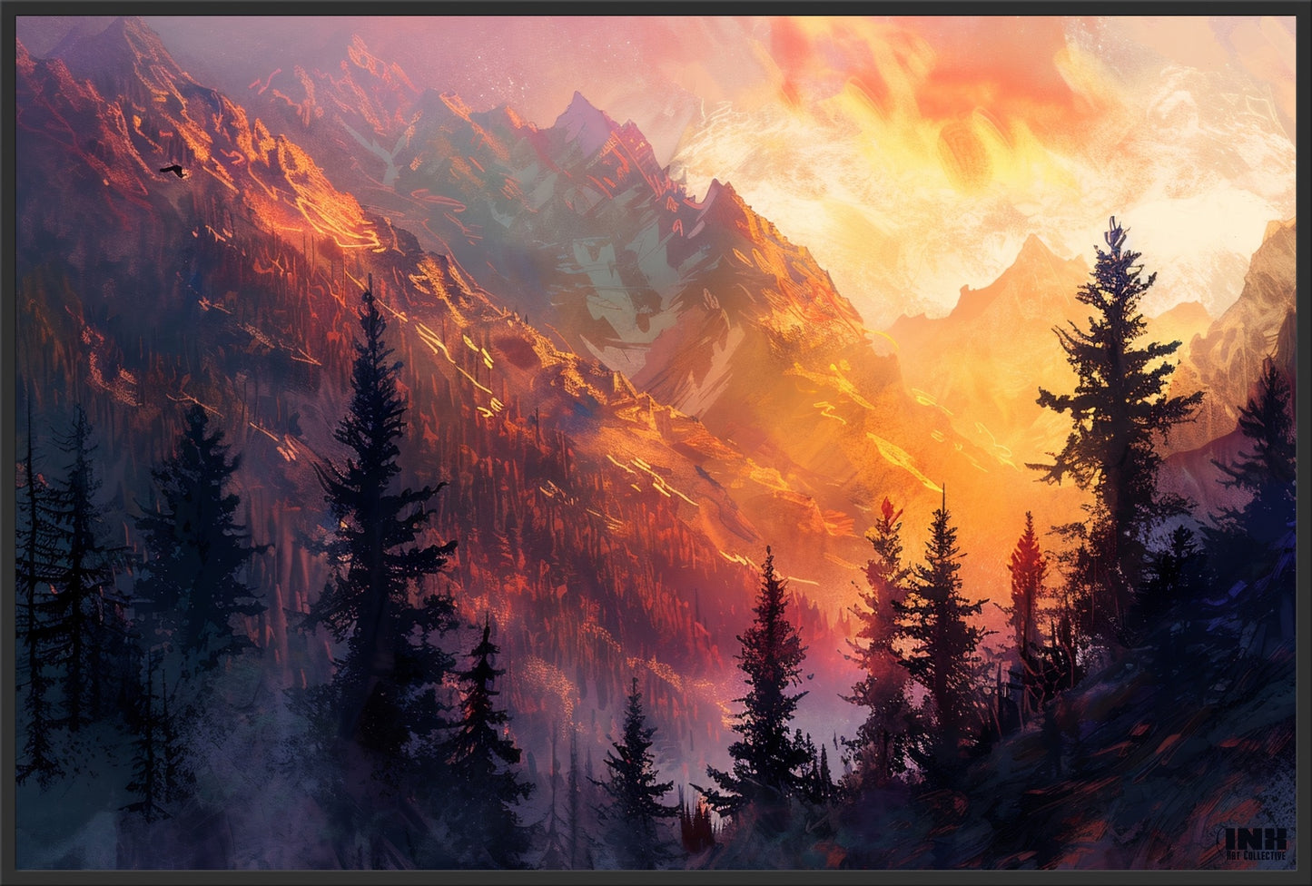 Sunset Mountain Canvas Wall Art