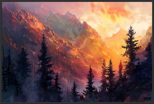 Sunset Mountain Canvas Wall Art