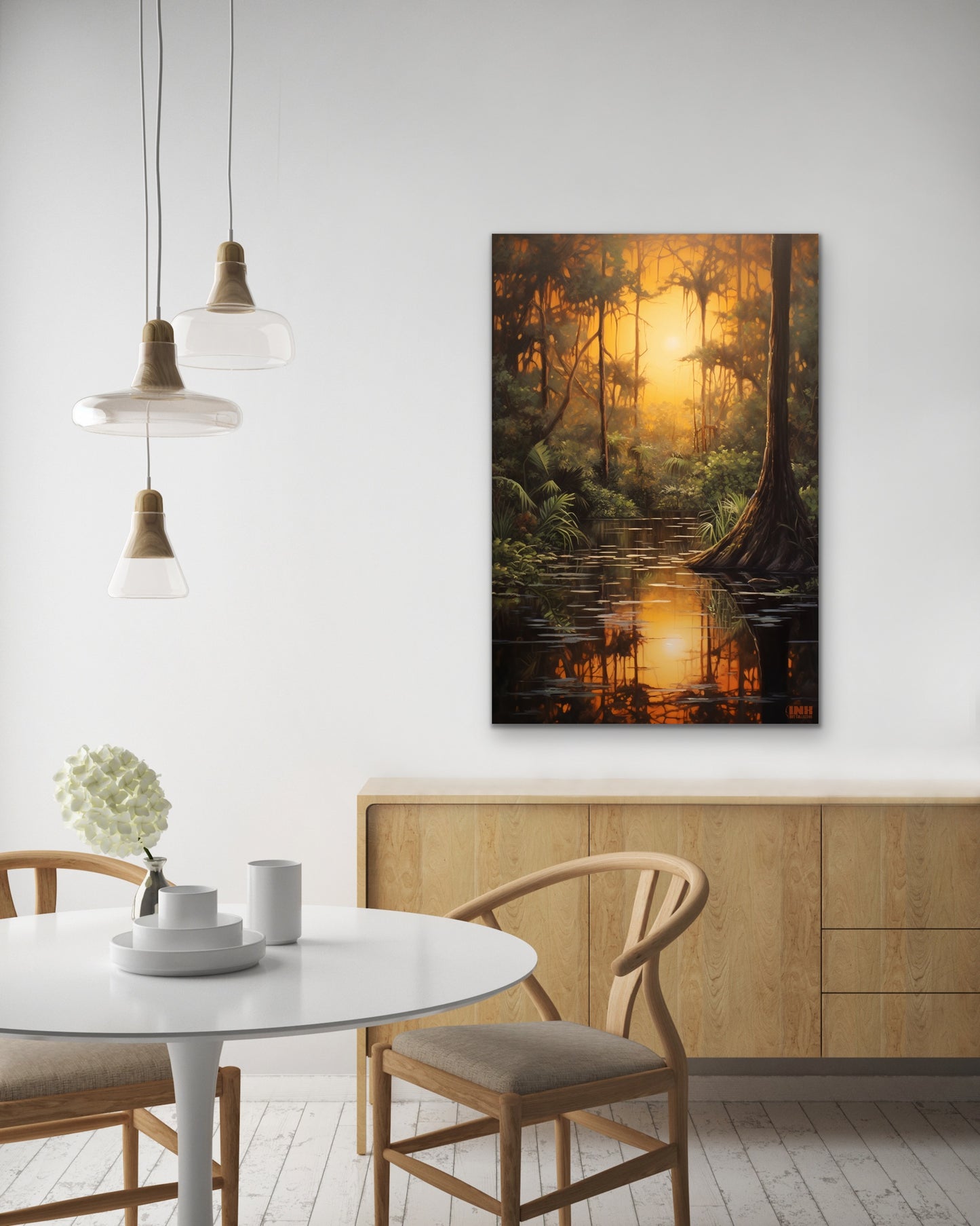 Golden Swamp Sunset Canvas Wall Art