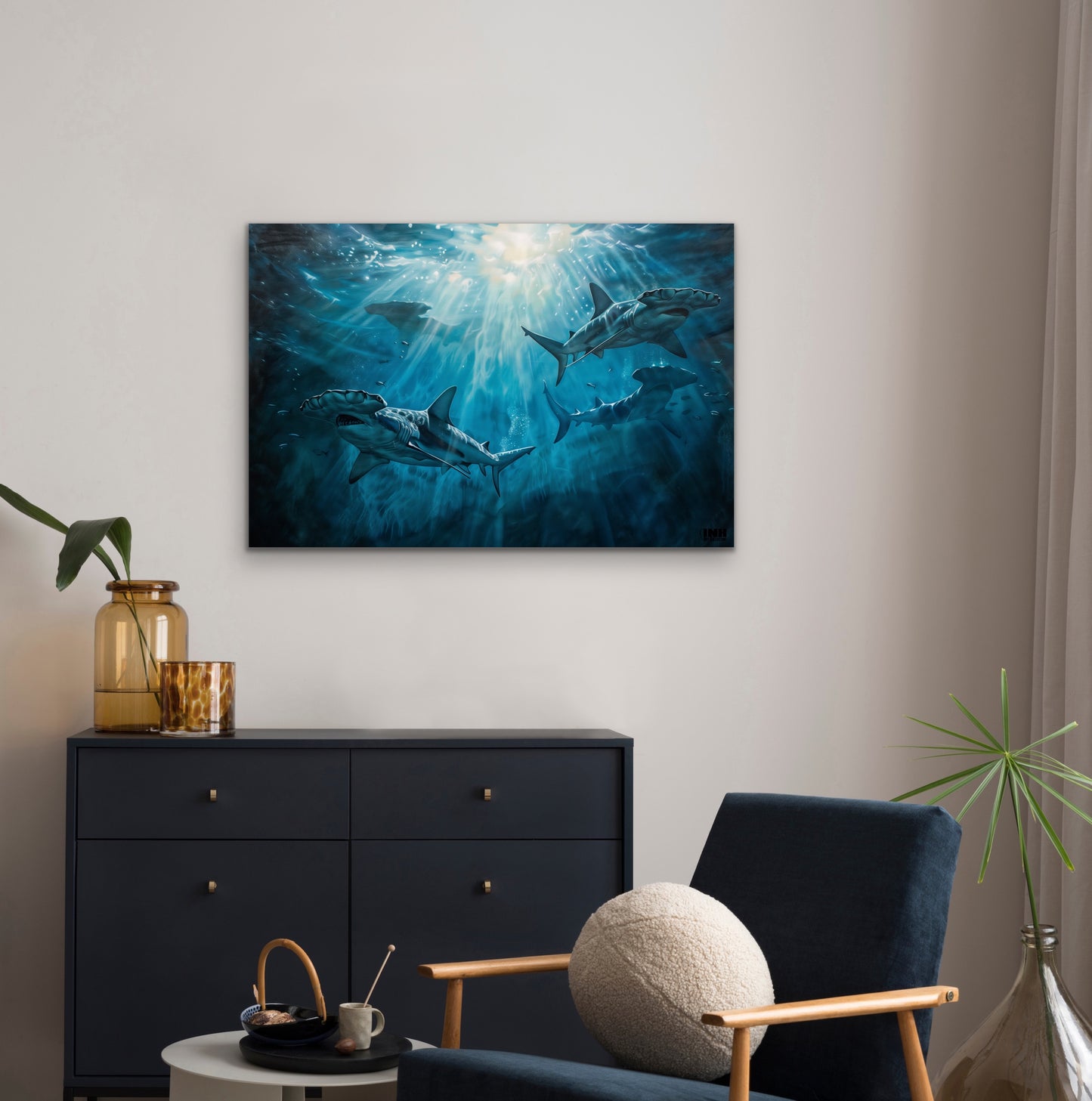 Hammerhead Shark Ocean Canvas Wall Art