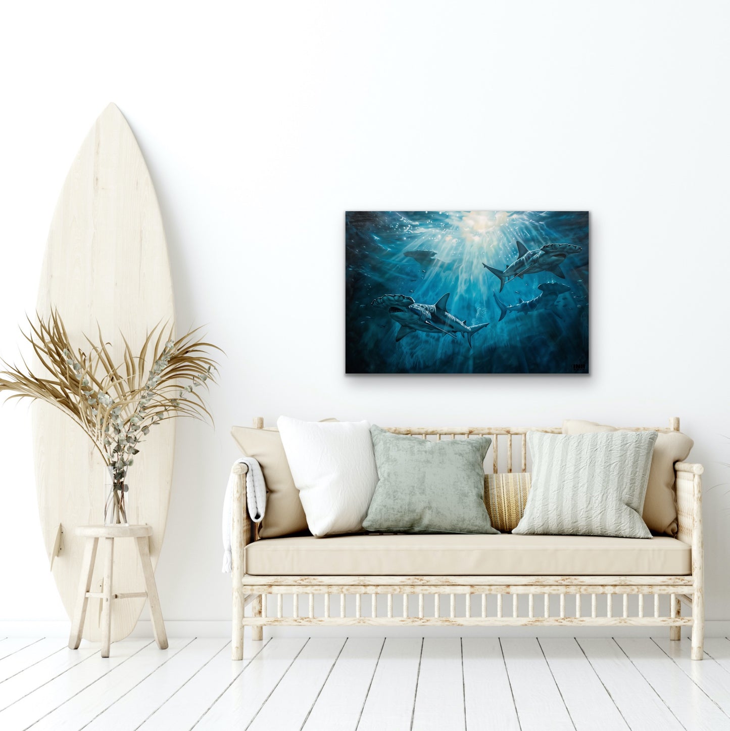 Hammerhead Shark Ocean Canvas Wall Art