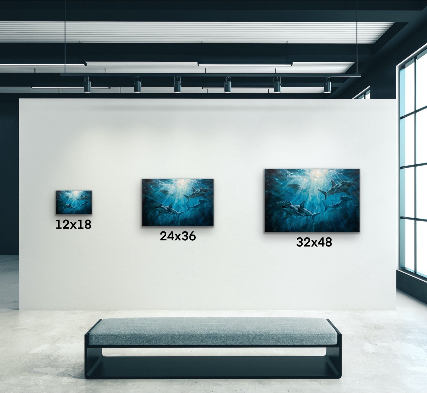 Hammerhead Shark Ocean Canvas Wall Art