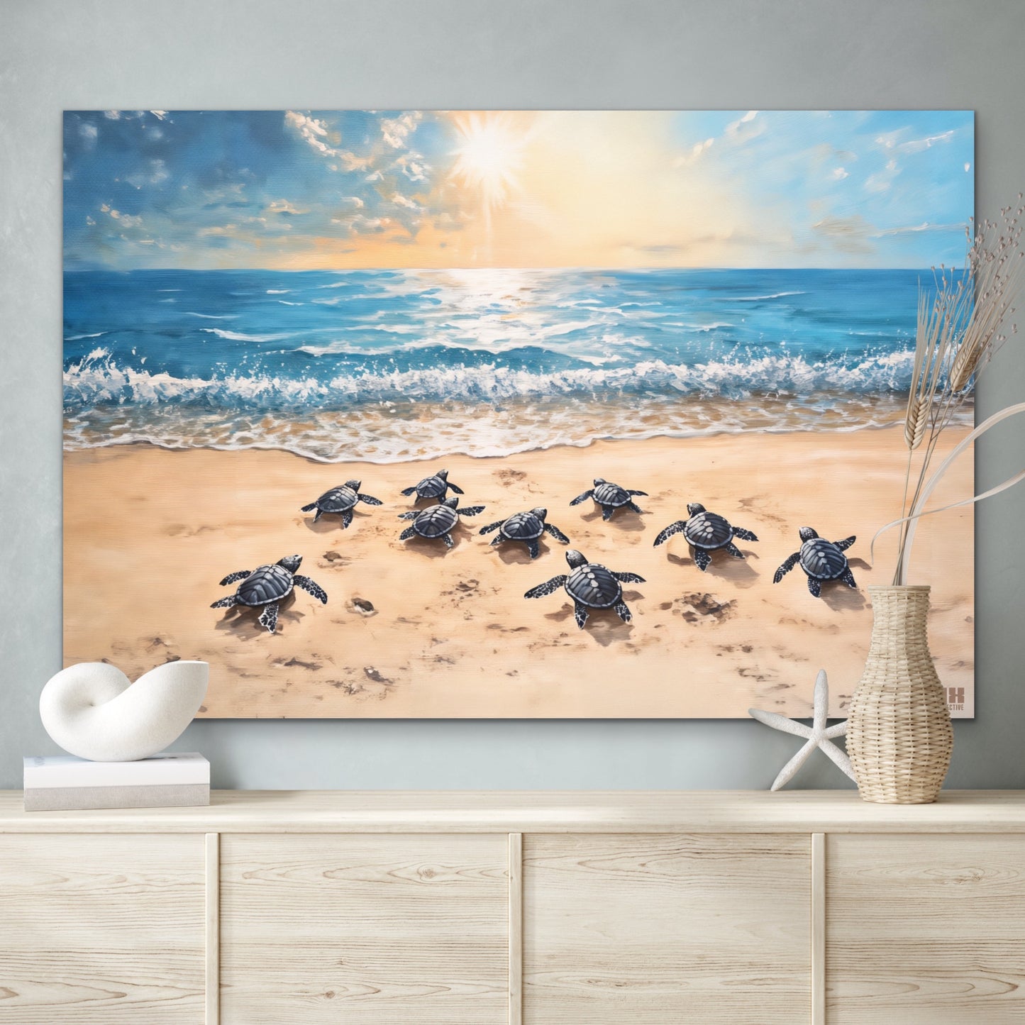 Sea Turtle Journey Canvas Wall Art