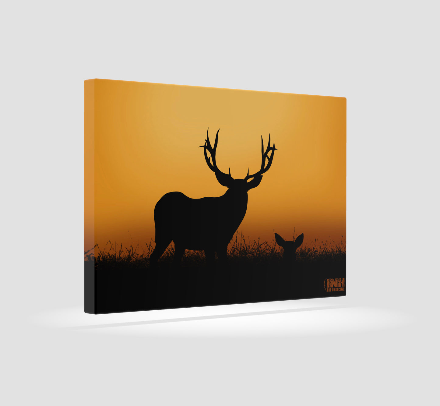 Deer Silhouette Sunset Canvas Wall Art