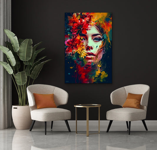 Floral Portrait Abstract Canvas Wall Art