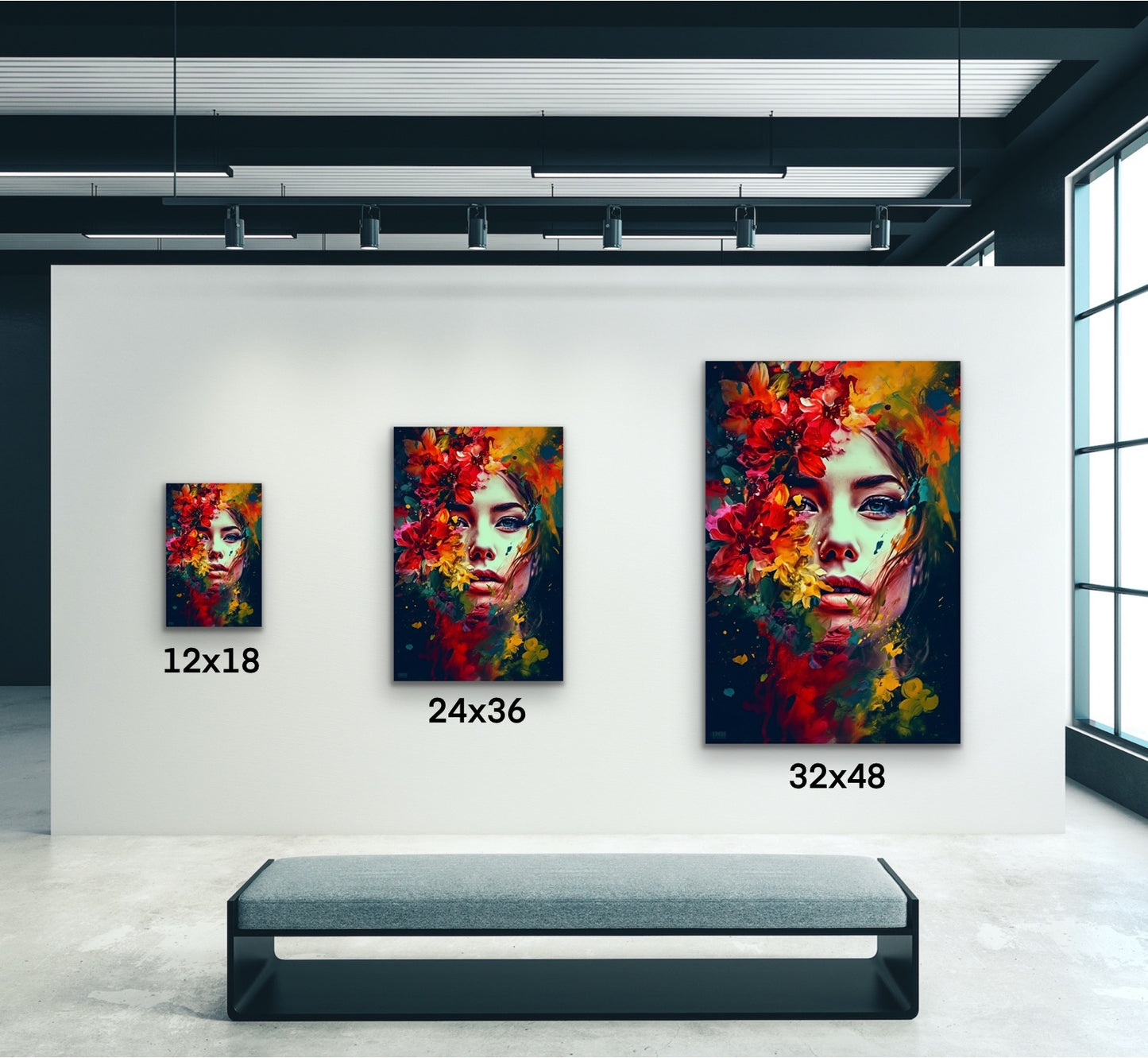 Floral Portrait Abstract Canvas Wall Art