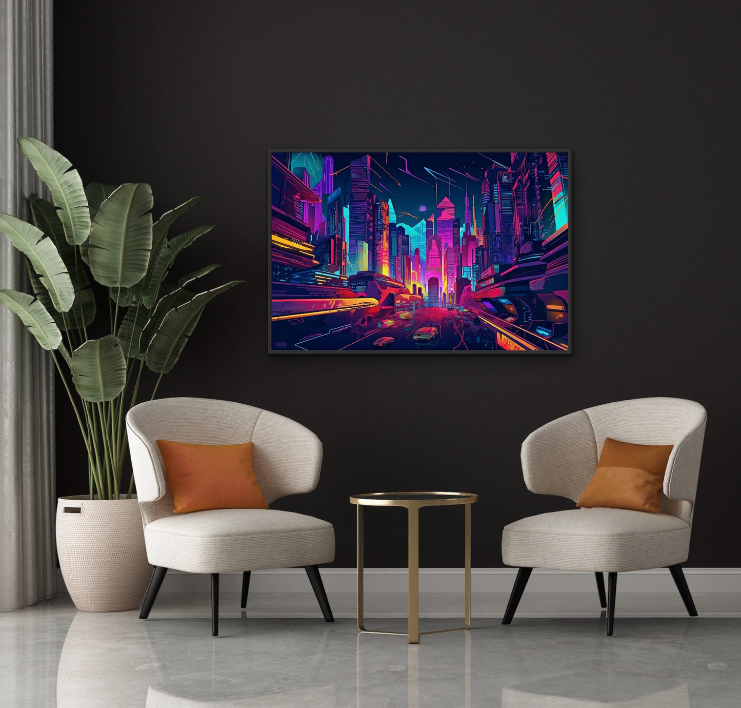 Cyberpunk Cityscape Canvas Wall Art