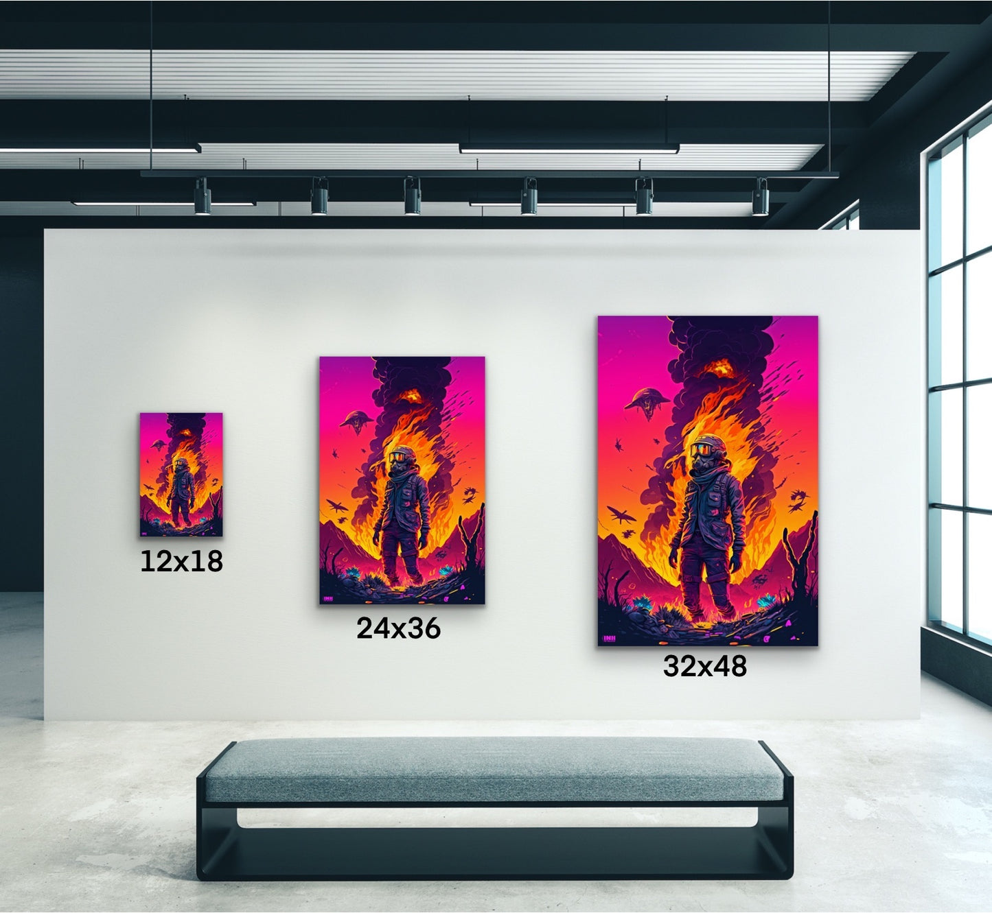 Neon Apocalypse Sci-Fi Canvas Wall Art