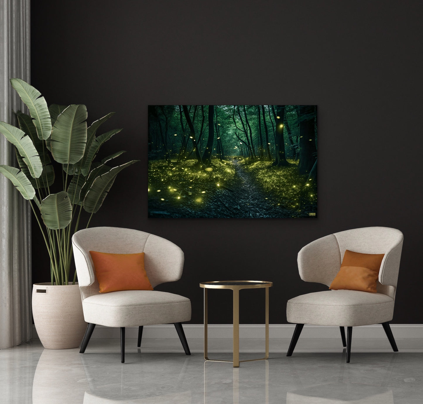 Enchanted Firefly Forest Canvas Wall Art