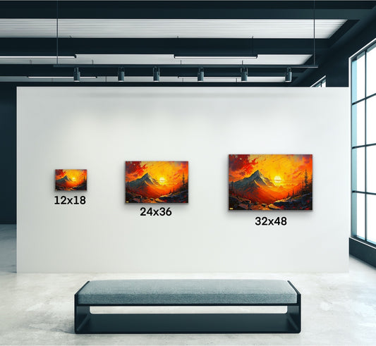Fiery Mountain Sunset Canvas Wall Art