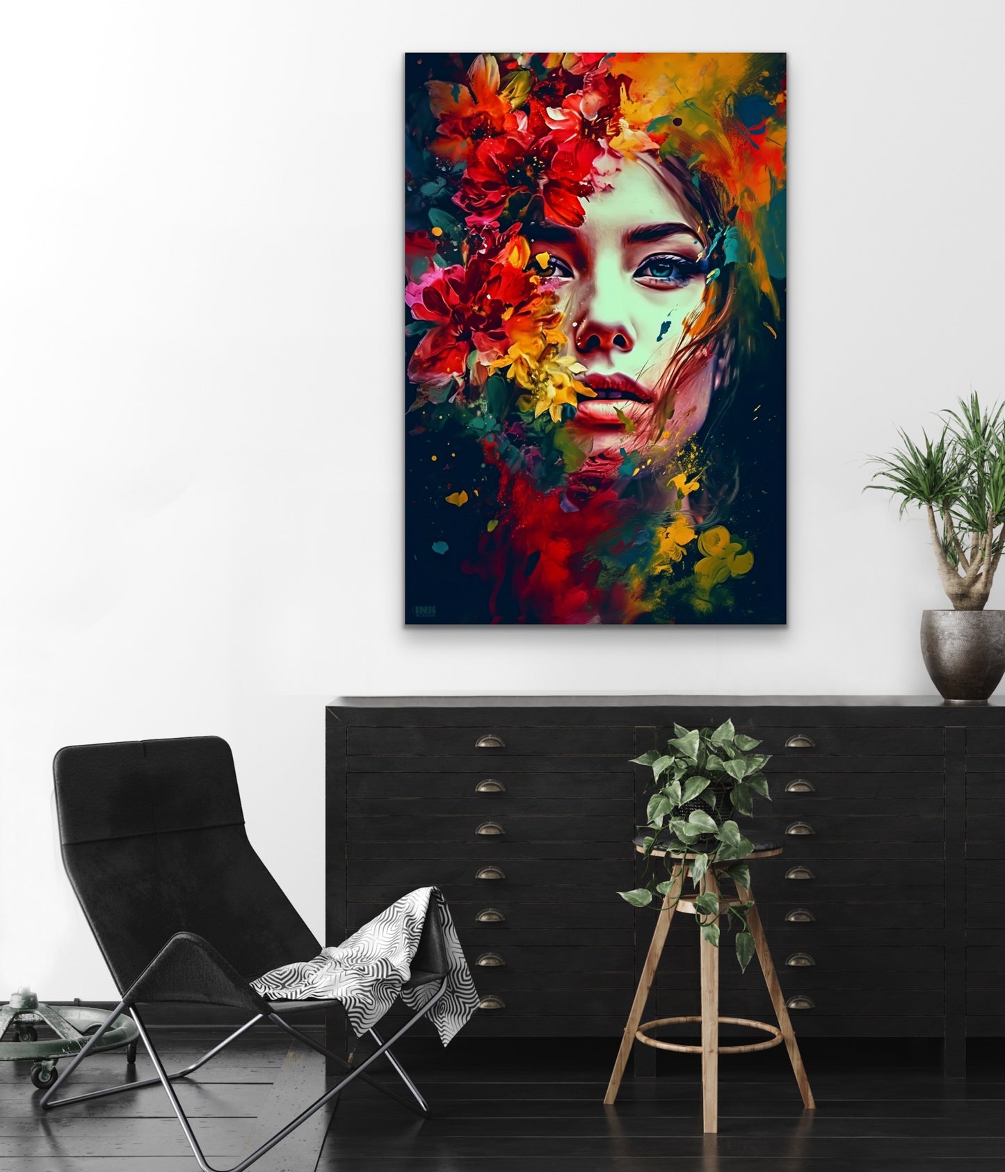 Floral Portrait Abstract Canvas Wall Art