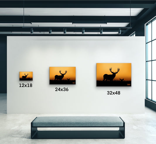 Deer Silhouette Sunset Canvas Wall Art