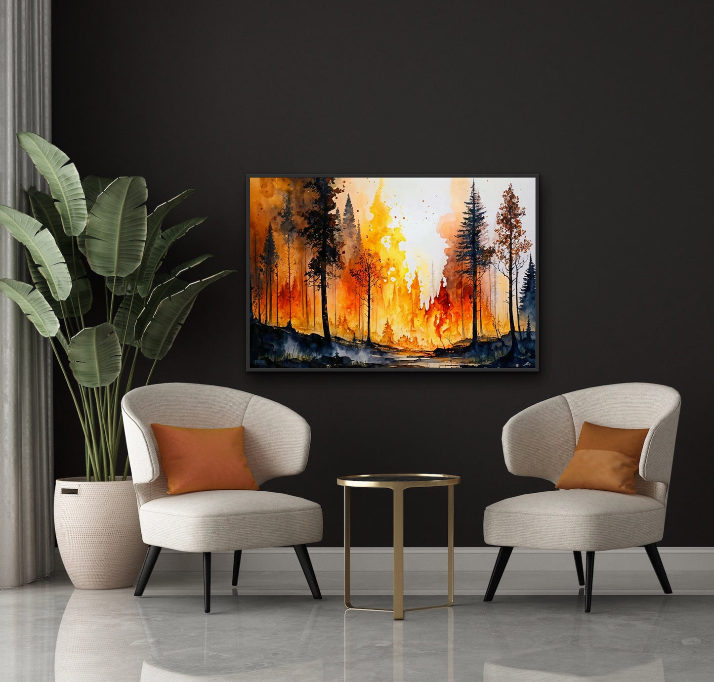 Blazing Forest Fire Canvas Wall Art
