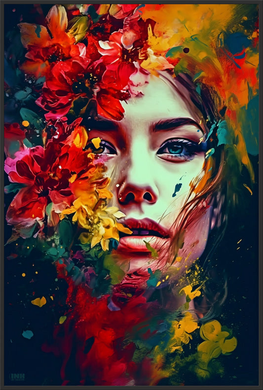 Floral Portrait Abstract Canvas Wall Art