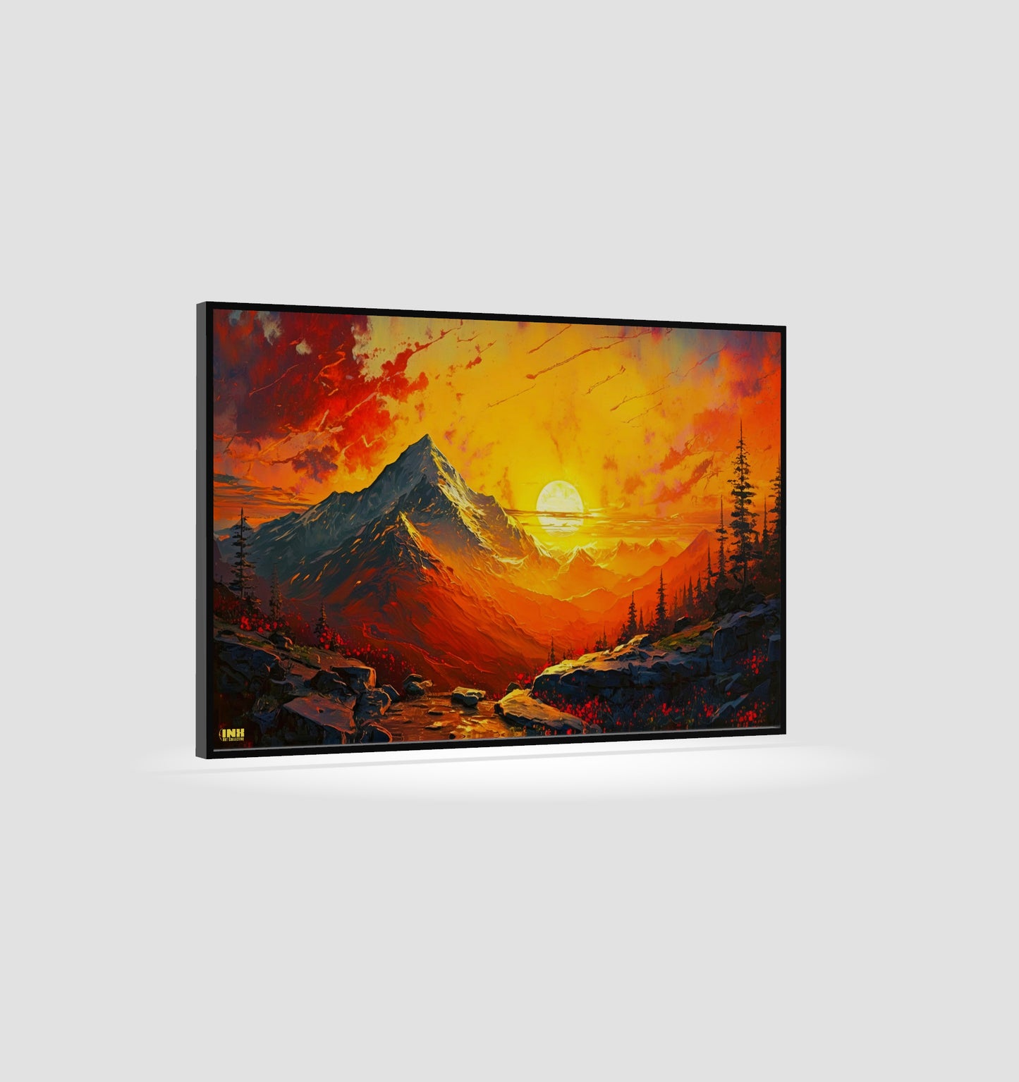 Fiery Mountain Sunset Canvas Wall Art