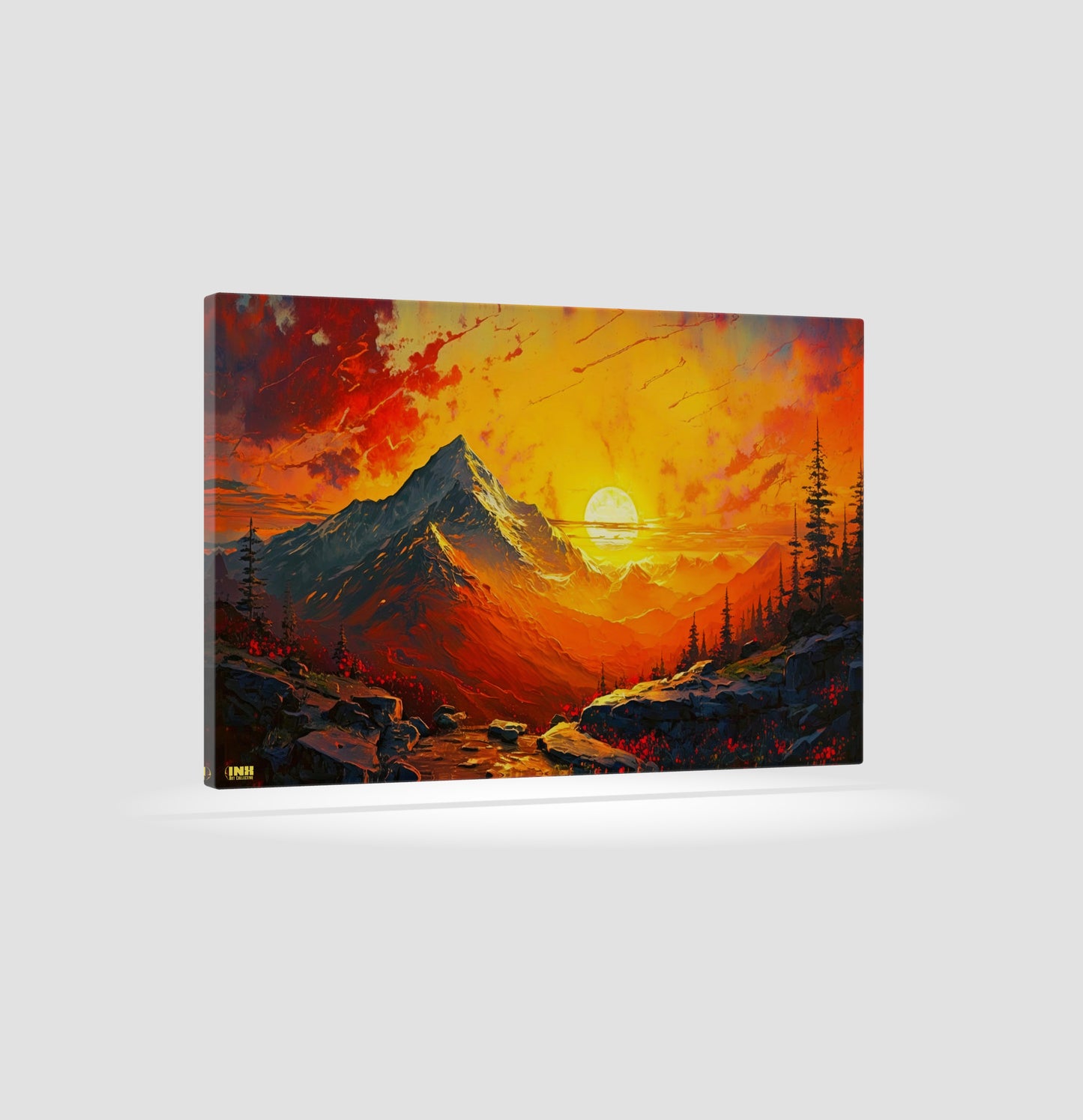 Fiery Mountain Sunset Canvas Wall Art