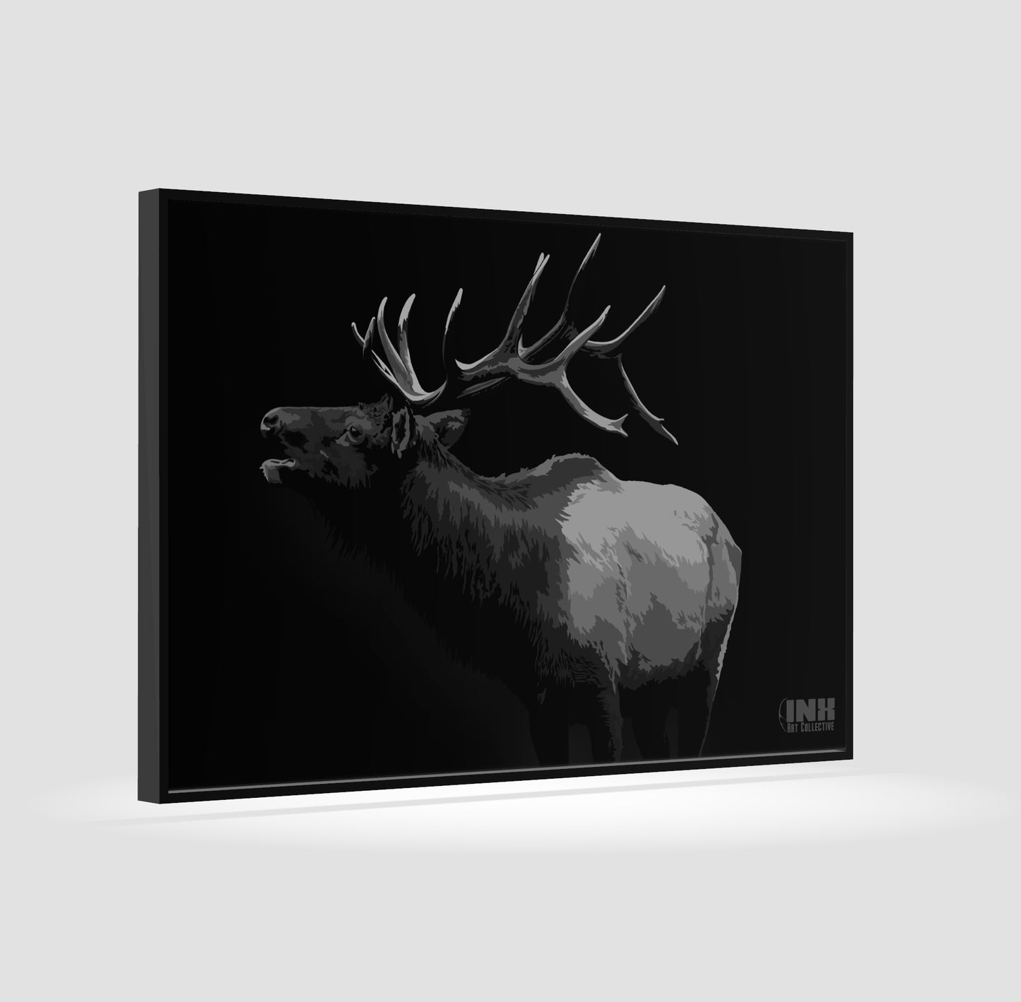 Monochrome Elk Canvas Wall Art
