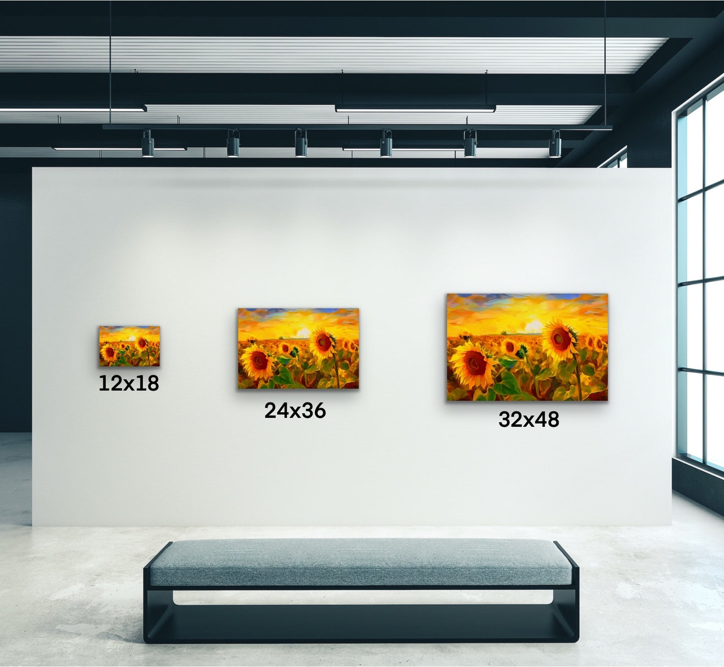 Golden Sunflower Field Canvas Wall Art