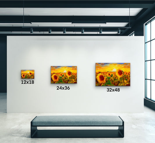 Golden Sunflower Field Canvas Wall Art