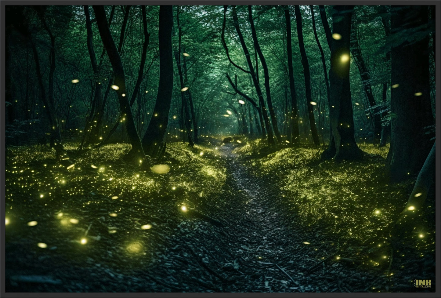 Enchanted Firefly Forest Canvas Wall Art