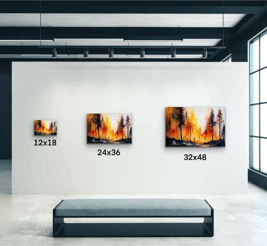 Blazing Forest Fire Canvas Wall Art
