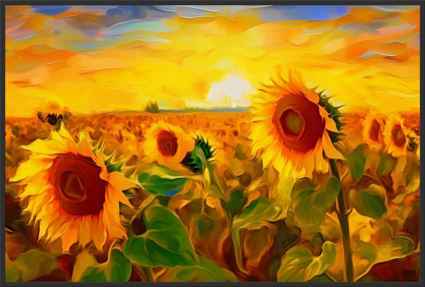 Golden Sunflower Field Canvas Wall Art