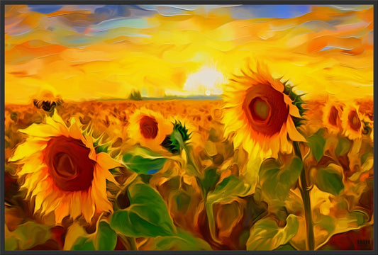 Golden Sunflower Field Canvas Wall Art