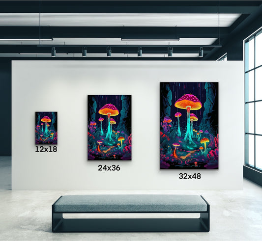 Psychedelic Mushroom Forest Canvas Wall Art