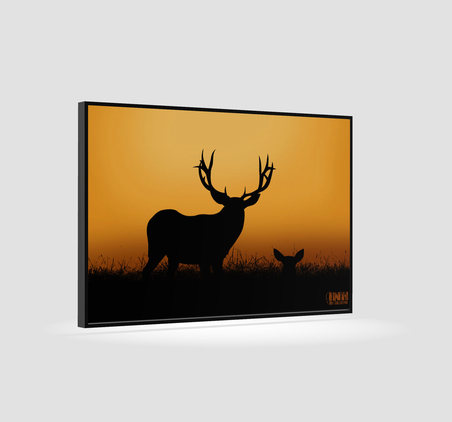 Deer Silhouette Sunset Canvas Wall Art