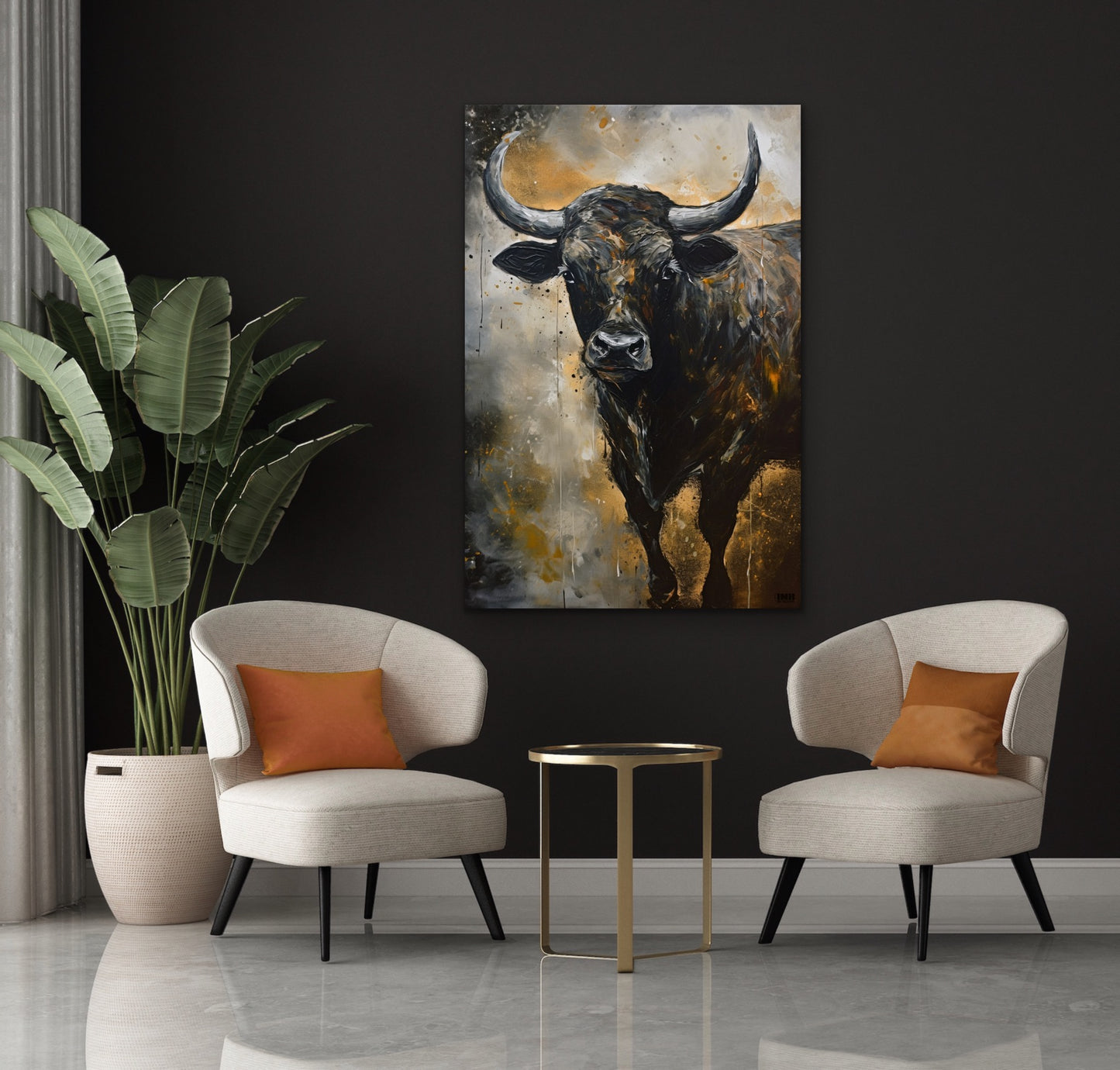 Abstract Bull Canvas Wall Art