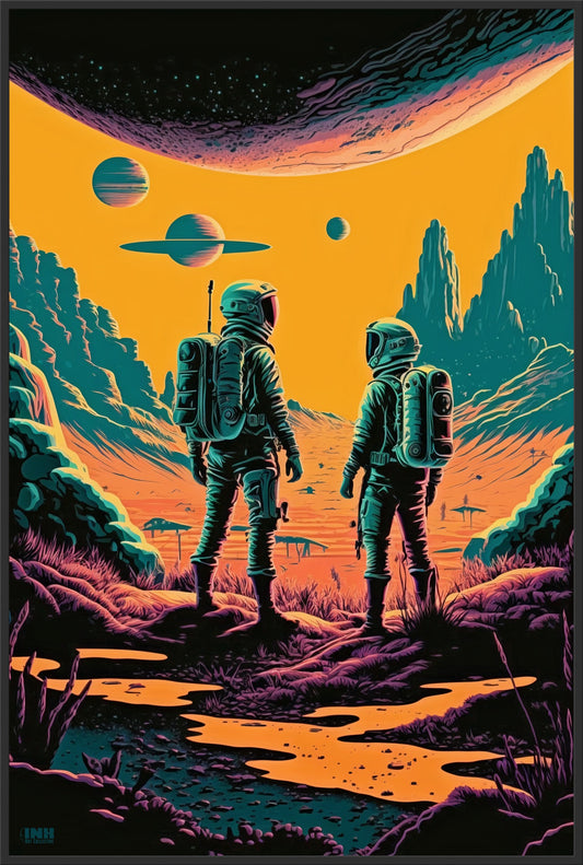 Retro Futuristic Astronaut Canvas Wall Art