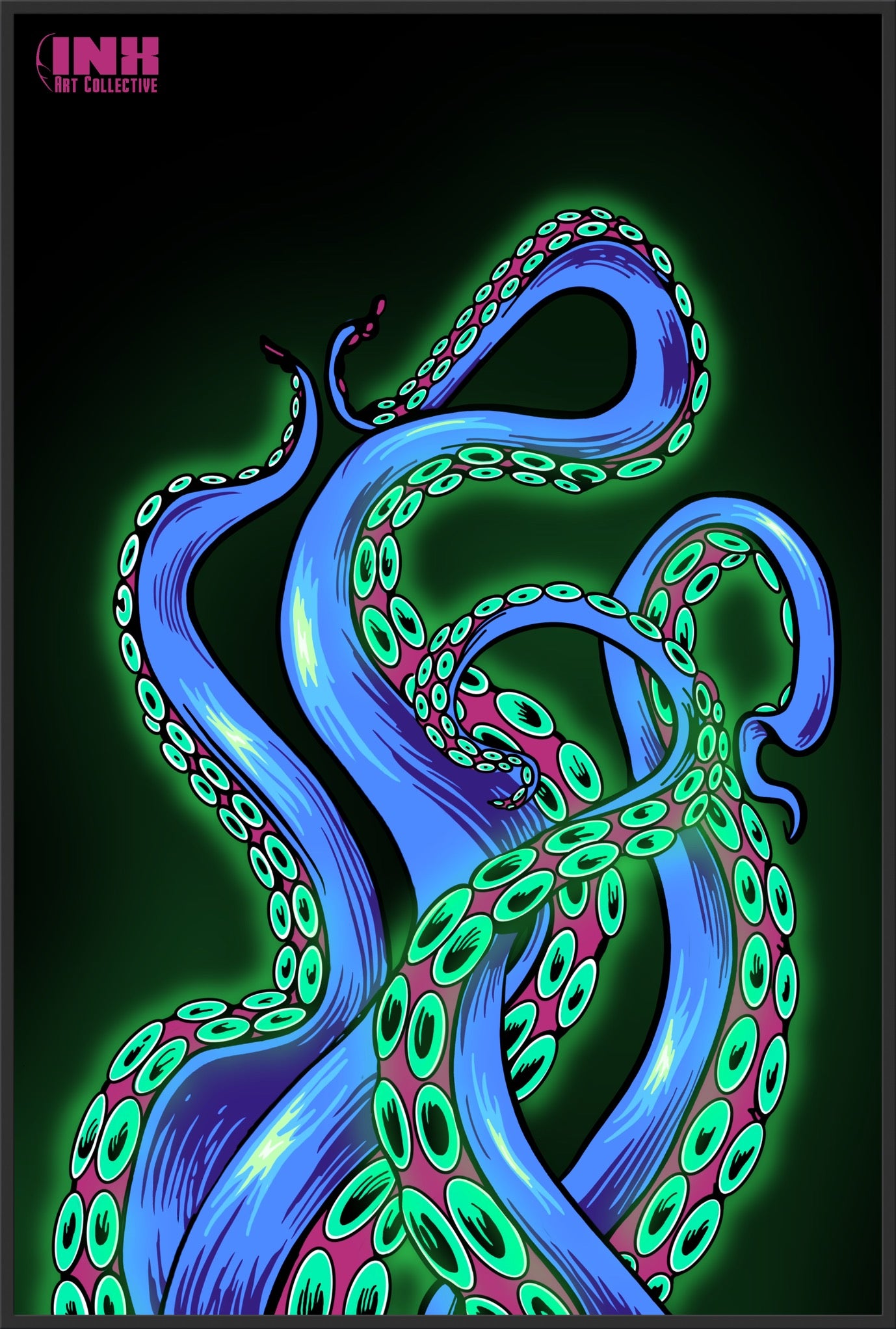 Neon Tentacles Canvas Wall Art