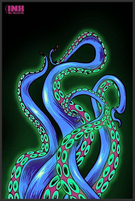 Neon Tentacles Canvas Wall Art