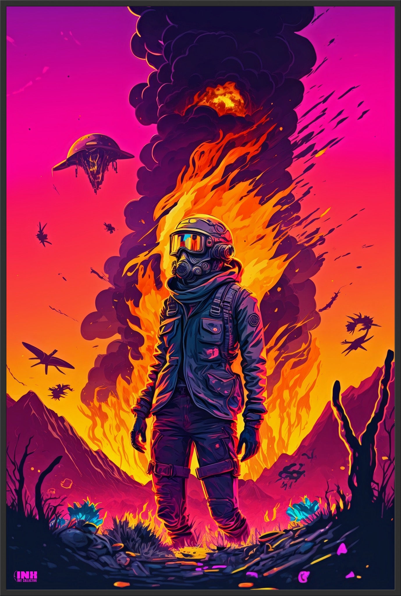 Neon Apocalypse Sci-Fi Canvas Wall Art