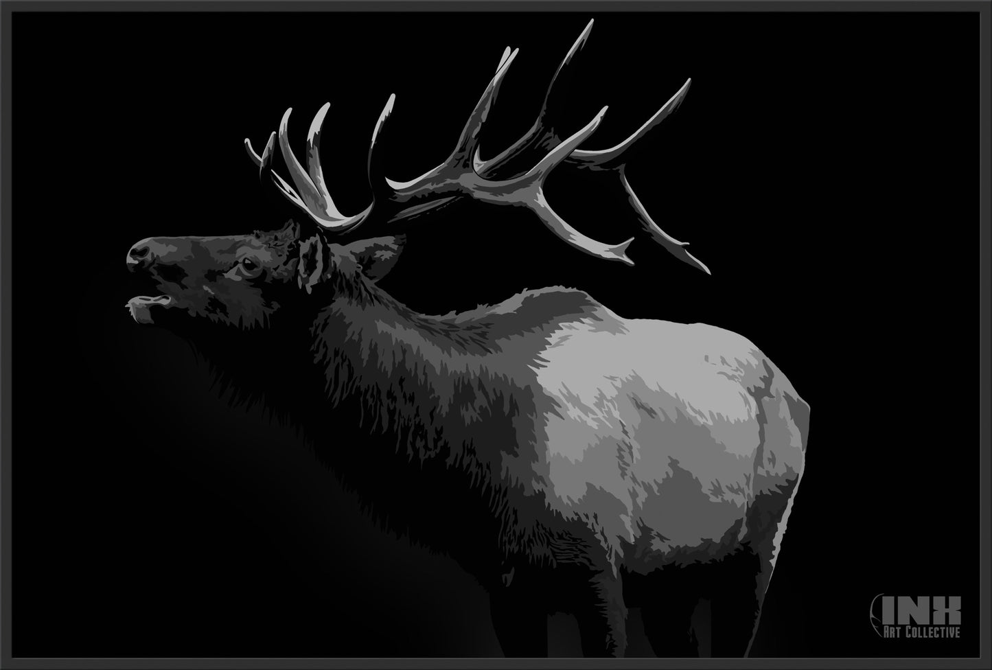 Monochrome Elk Canvas Wall Art