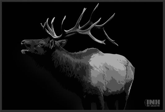 Monochrome Elk Canvas Wall Art