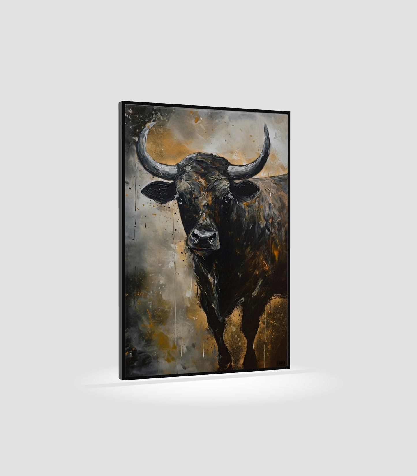 Black Bull Abstract Canvas Art