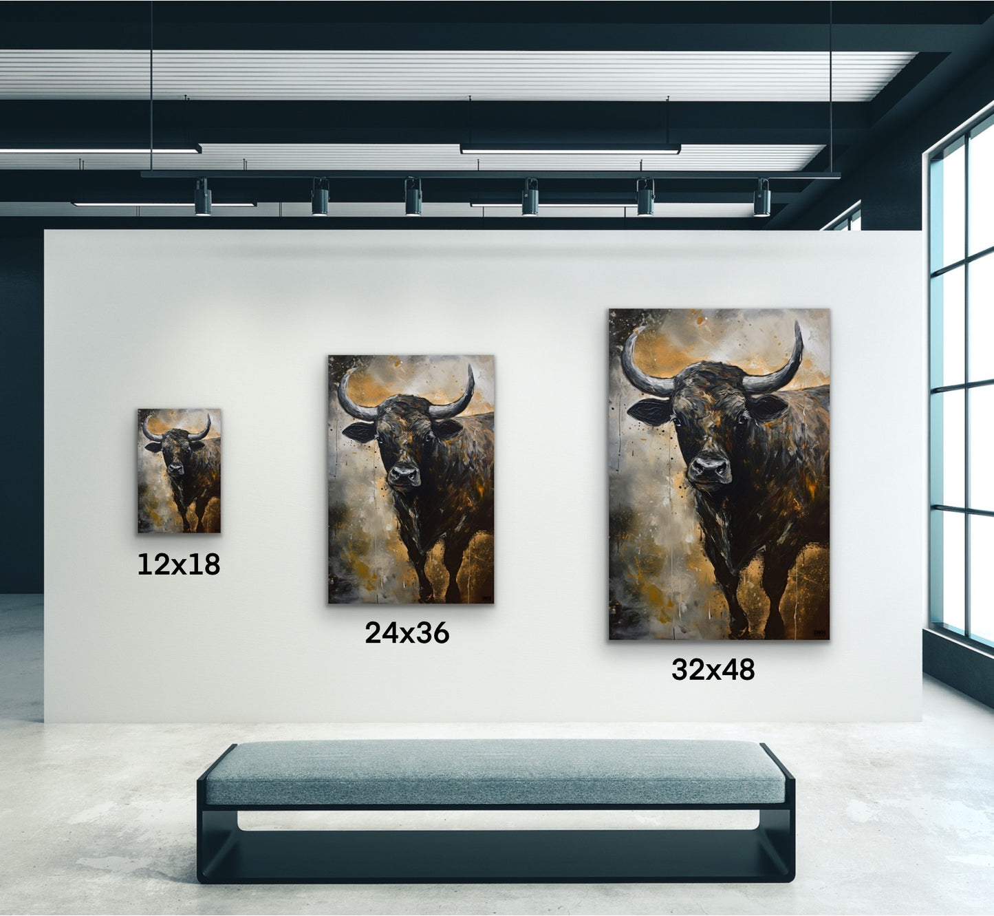 Black Bull Abstract Canvas Art