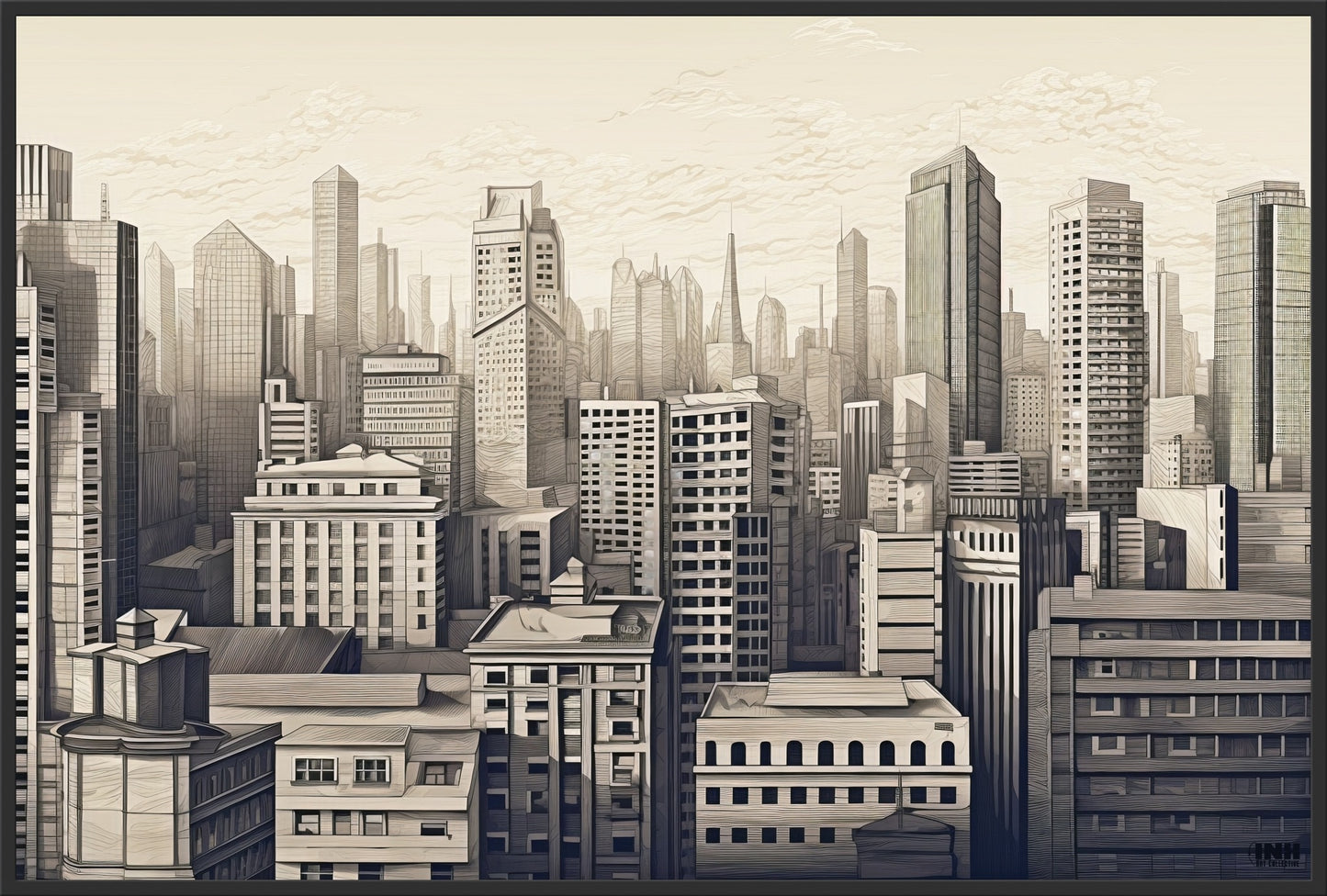 Cityscape Drawing Canvas Art