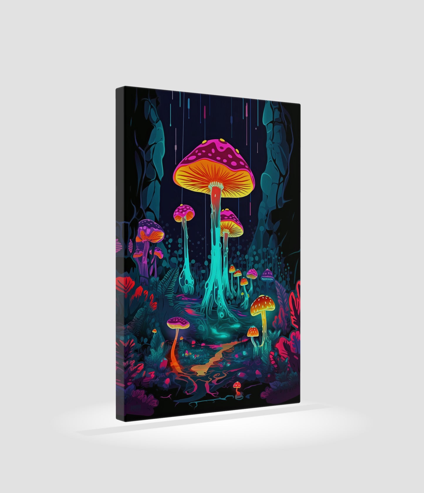 Glowing Mushrooms Canvas Art