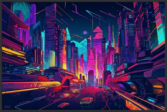 Futuristic Cyberpunk City Canvas Art