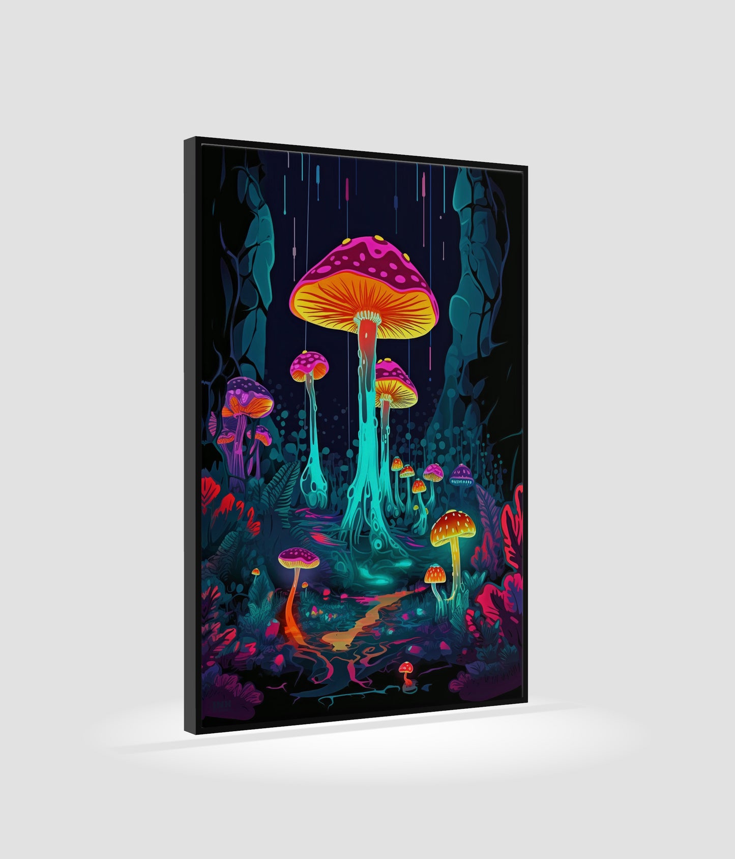 Glowing Mushrooms Canvas Art