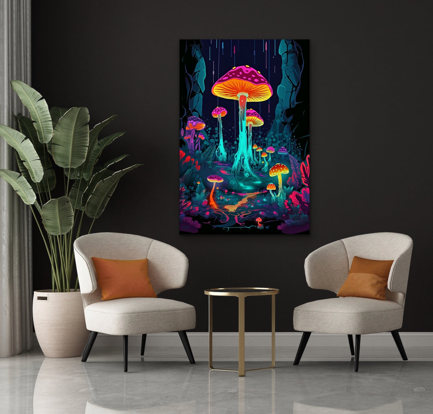 Glowing Mushrooms Canvas Art