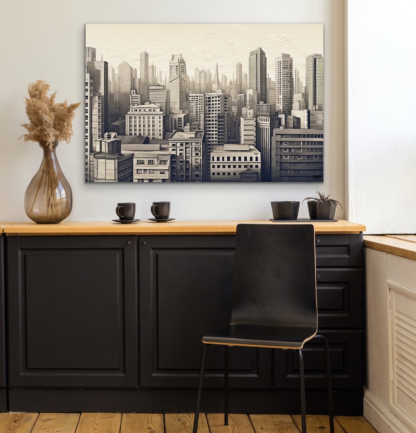 Cityscape Drawing Canvas Art