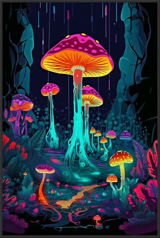Glowing Mushrooms Canvas Art