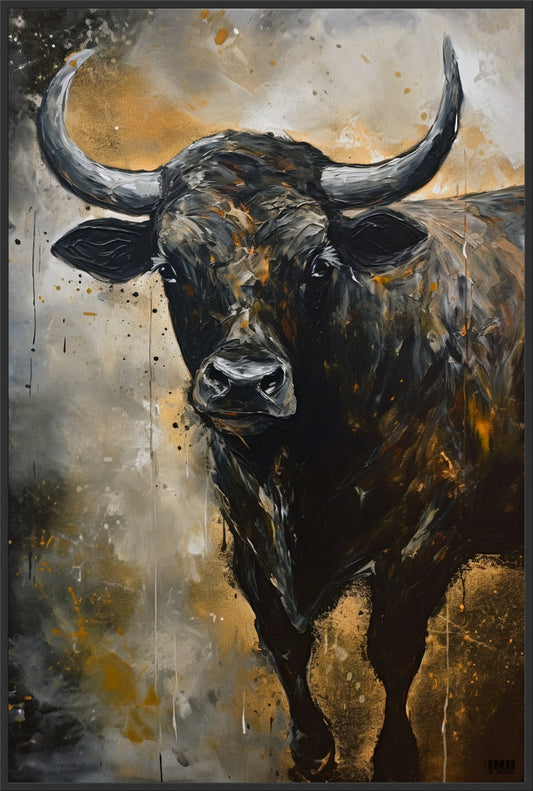 Black Bull Abstract Canvas Art